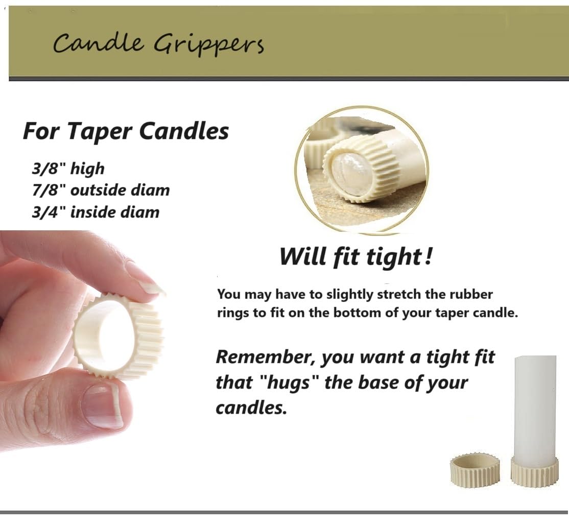 Factory Direct Craft Pack of 20 Rubber Candle Hugger Grippers - Candle Holders for Taper Candles and Candle Cups - Stay Put Candle Grips Keep the Candles Upright and in Place