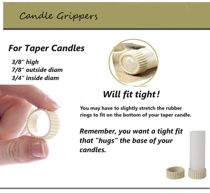 Factory Direct Craft Pack of 20 Rubber Candle Hugger Grippers - Candle Holders for Taper Candles and Candle Cups - Stay Put Candle Grips Keep the Candles Upright and in Place