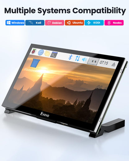 Eyoyo Raspbery Pi Screen 7-inch: 1024×600 LCD Capacitive Touchscreen Monitor with Stand, Mini Portable HDMI Monitors IPS Touch Display for Raspbery Pi 5/4/3/2/Zero, Windows/Linux/Android