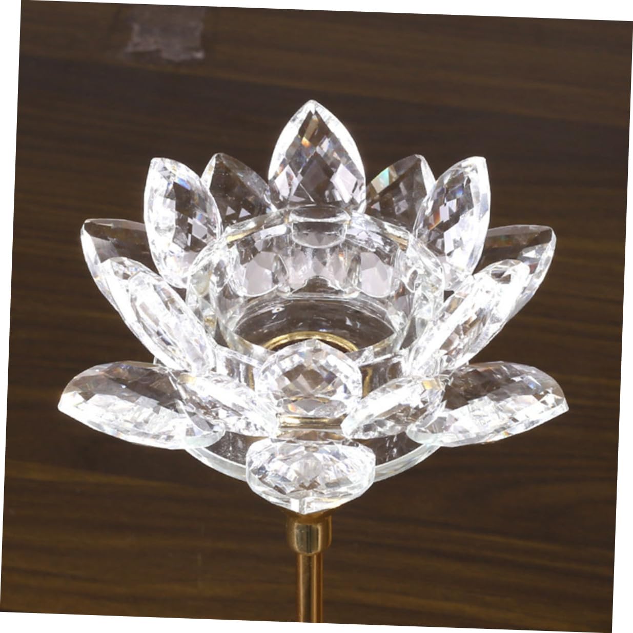 COHEALI Crystal Lotus Metal Candlestick Holder Small Gold Decorative Candle Stand for Wedding and Candlelight Dinner Home Décor