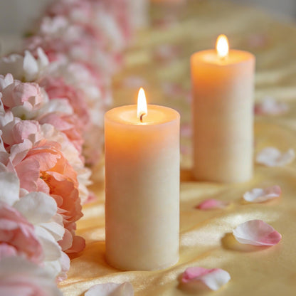 3 Pack 2 inch Wide Beeswax Pillar Candle 4 inch Tall, Smokeless and Long Lasting Natural Pure Bees Wax Candle, Unscented, Off White
