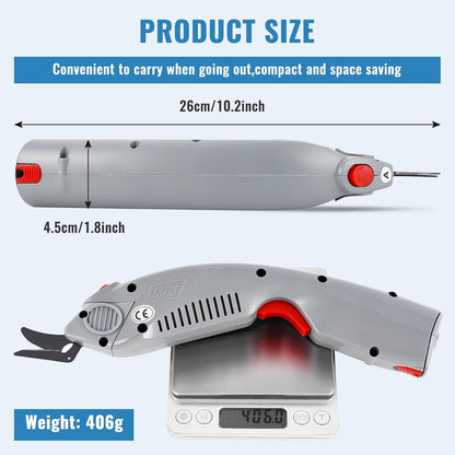 MXBAOHENG Wbt-1 Portable Electric Scissors Rechargeable & Pluggable Cordless Power Scissor w/ 2 Batteries and Blades for Cardboard/Carpet/Paperboard/Leather