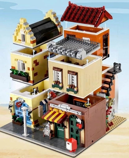 General Jim's Music Store &amp Coffee Café Street View Modular City Building Block Set 3103 Pieces with Light Kit European Style Architecture Display Model | GJ LMS