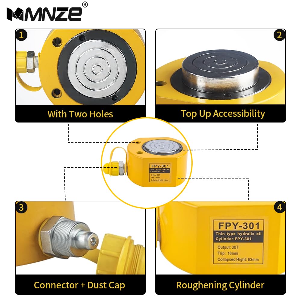 MMNZE 30T 14mm/0.55" Stroke Hydraulic Cylinder Jack Sets Mini Hydraulic Ram Jack Porta Power Kits Retract Automatically Split Hydraulic Single Acting Lifting Cylinders with CP-700 Hydraulic Hand Pump
