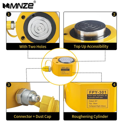MMNZE 30T 14mm/0.55" Stroke Hydraulic Cylinder Jack Sets Mini Hydraulic Ram Jack Porta Power Kits Retract Automatically Split Hydraulic Single Acting Lifting Cylinders with CP-700 Hydraulic Hand Pump