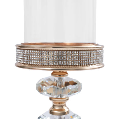 Candle Holder, Crystal Candlesticks Holder Set, Tabletop Pillar Candle Holders for Wedding, Parties, Events, Chirstmas, Home Decor, Table Centerpieces (Gold 03, L)