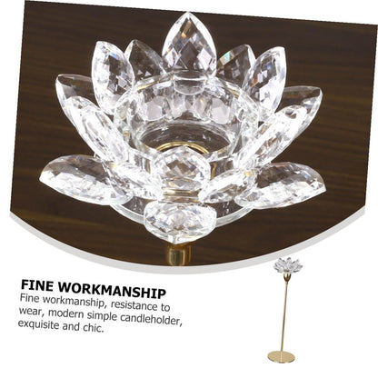 FOMIYES Metal Candlestick Holder Crystal Lotus Candleholder Small Size Simple Decorative Candle Stand Wedding Candlelight Dinner Ornament