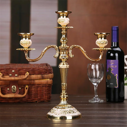 Candlestick Holders European Retro Three-Head Candle Holder Home Wedding Props Decorative Candlestick Candle Holders
