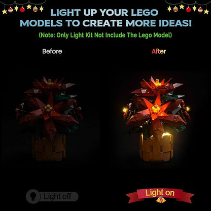 Upgraded Led Light Kit Compatible with Lego Icons Poinsettia Home Decor Building Set Compatible with Lego 10370 (Model Not Included)