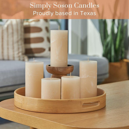 Simply Soson 3x6 inch Ivory Pillar Candles Set of 3, Rustic Texture, Unscented Ivory Candles, Dripless Candles, 3 inch Pillar Candles Ideal as Wedding, Parties, Spas, Dinner, Home Decoration, Church