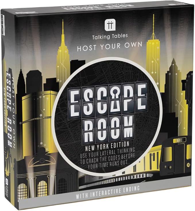 Talking Tables Host Your Own Escape Room Game New York Edition | Interactive Family Games Night | Solve Puzzles and Find Clues to Escape in time | 2-6 Players | Ages 16+ | Moderate Difficulty Level