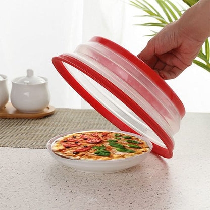 Collapsible Microwave Splatter Cover, Microwave Plate Cover With Steam Vent，BPA-Free Silicone & Plastic (black, 12.3IN)