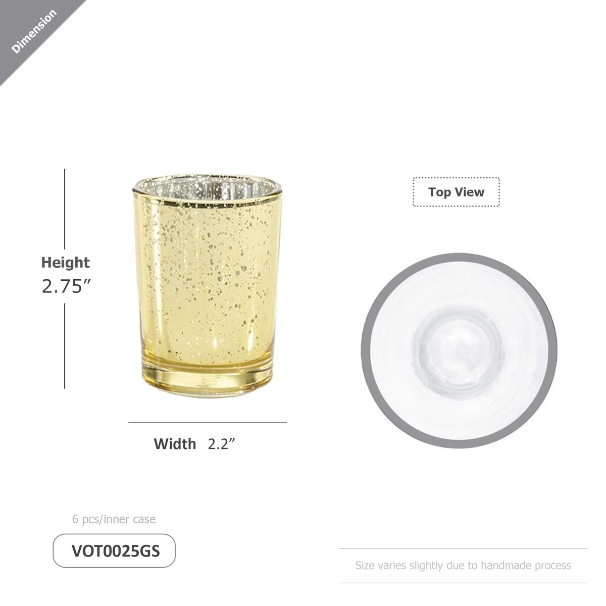 WGV Gold Speckled Tea Light Votive Candle Holder 2.2x2.75, Small Tiny Utility Cylinder Mercury Glass Vase, Home Accent Decor, 24 Pieces