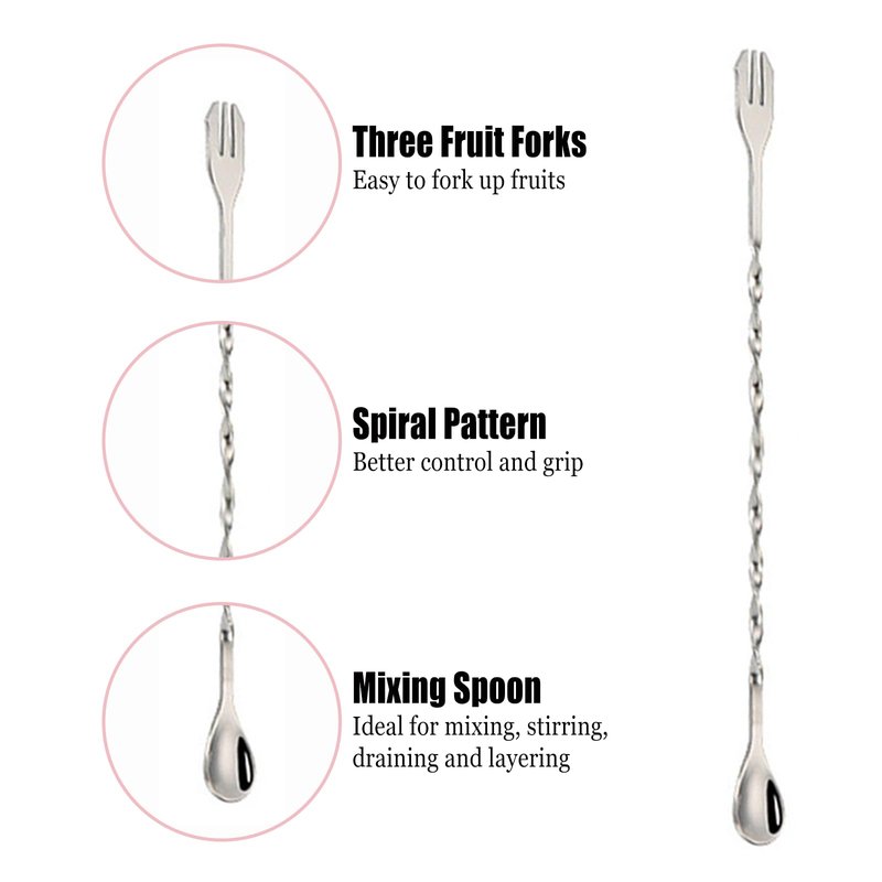 Muddler for Cocktails,Cocktail and Bar Tools for Lemonade 10" Muddler and Long Handle Bar Cocktail Mixing Spoon