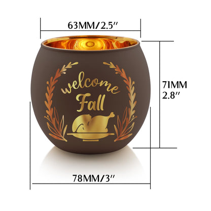 Thanksgiving Votive Candle Holder Set of 6, Glass Votives Holder with 6 Laser Engraving Patterns, Tealight Holders Bulk for Fall Table Centerpiece Decor