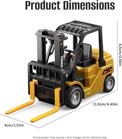 1/64 Mini RC Forklift Toy10 Channel 2 Mode Remote Control Forklift Truck with Rechargeable Battery 2 in 1 Transformable Lift Fork &amp Hook with Lights &amp Sounds Gift for Adults Kids Boys Girls