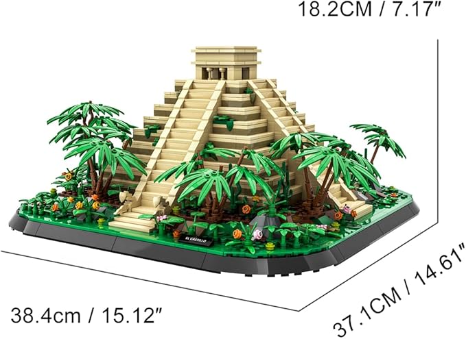 1346Pcs El Castillo Pyramids Mexico Building Set World Landmark Architecture Model Collectible Toy for Kids and Adults