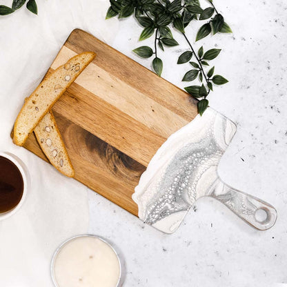 Lynn & Liana Handmade 8-inch x16-inchMedium Acacia Cheeseboard, Marble Design (ACB-816-MAR)