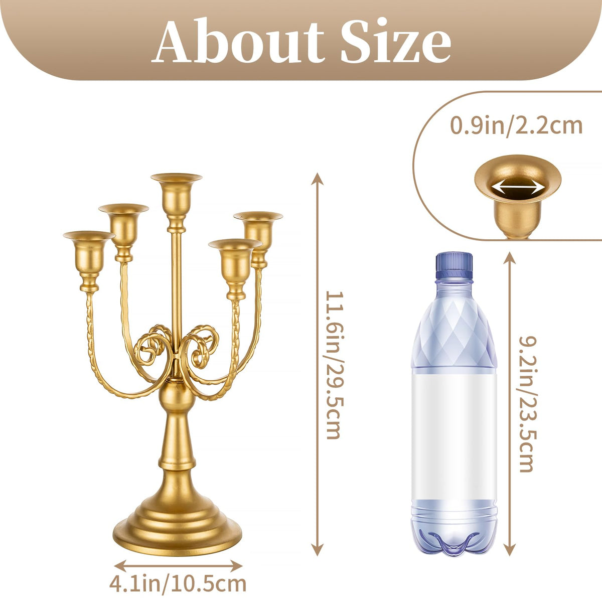 Sziqiqi Gold Candlestick Holder Candelabra - Taper Candle Holders for Wedding Centerpiece 5-Arms Candle Stick Stands for Candlelight Dinner Table Christmas Mantel Festivals