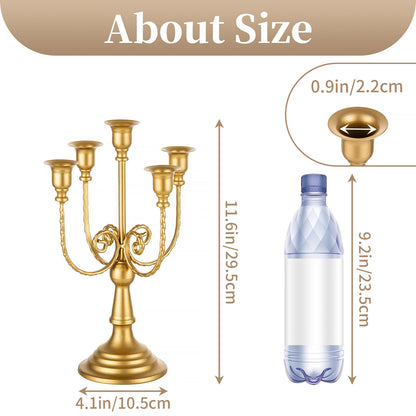 Sziqiqi Gold Candlestick Holder Candelabra - Taper Candle Holders for Wedding Centerpiece 5-Arms Candle Stick Stands for Candlelight Dinner Table Christmas Mantel Festivals