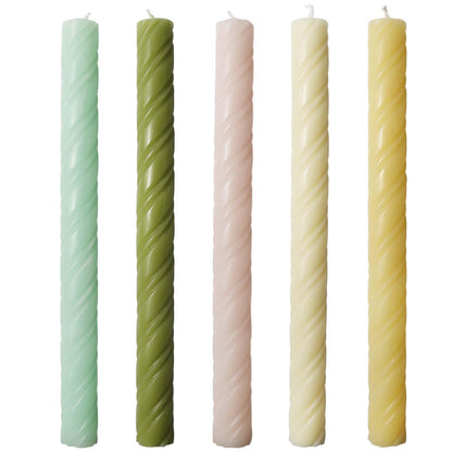 10in Spiral Taper Candles Set of 2 Pack Striped Tapered Candle,Decorative Threaded Candle for Dinner Party Wedding,Kitchen Decors,Christmas,Halloween (2, Roman Column Light Yellow, 10in)