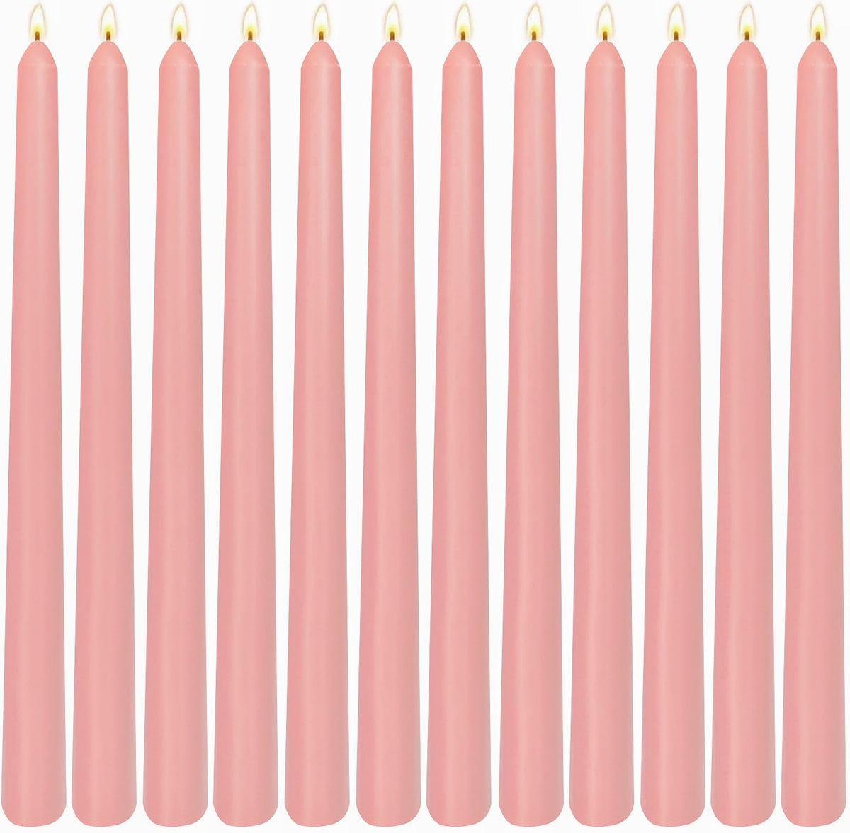 12 Pack 10 inch Dusty Pink Taper Candles, Unscented Dripless Smokeless Candlestick Bulk for Home Dinner Wedding Romantic, 7-8 Hours Burn