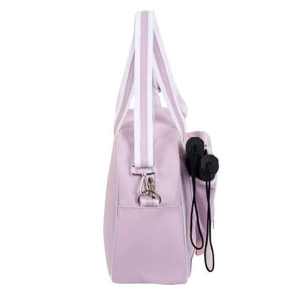 Purple PU Leather Women Sports Shoulder Gym Bag Pickleball Duffle Bag Pickleball Tote Bag with Front Pocket for 2 Paddles, Inner Storage Pockets, Mesh Water Bottle Holder and Adjustable Shoulder Strap