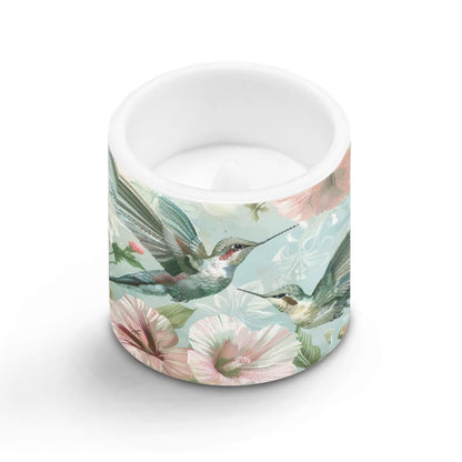 Merkmak 4 Pack Flameless Candles with Remote Battery Operated Pillar Candles with Timer, Boho Floral Hummingbird LED Elictric Tealights for Banquet Home Decorations