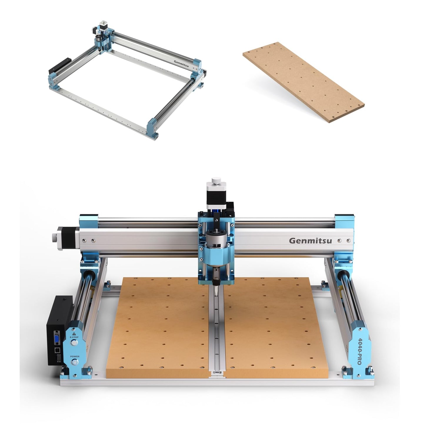 Genmitsu CNC Router Machine 4040-PRO + X-axis Extension to 6040 Kit + Threaded Inserts 2040 MDF Spoilboard