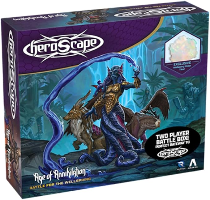 Renegade Game Studios Heroscape: Age of Annihilation Battle for the Wellspring 2-Player Strategy Board Game Starter Set with 6 Unpainted Miniatures
