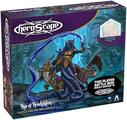 Renegade Game Studios Heroscape: Age of Annihilation Battle for the Wellspring 2-Player Strategy Board Game Starter Set with 6 Unpainted Miniatures