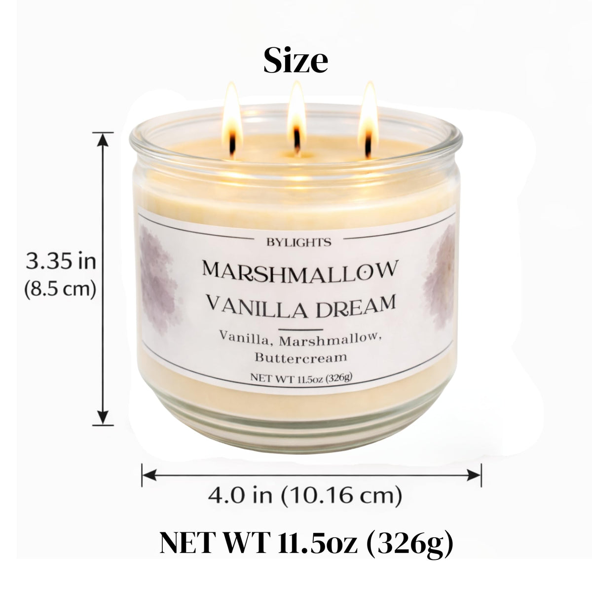 Velvet Apple Ember, Soy Wax Scented Candle, 11.5oz, 3 Wicks (Marshmallow Vanilla Dream)