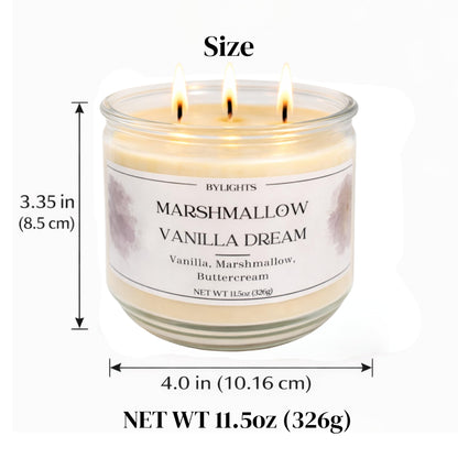 Velvet Apple Ember, Soy Wax Scented Candle, 11.5oz, 3 Wicks (Marshmallow Vanilla Dream)
