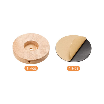 PATIKIL 120mm Wooden Lamp Base, 1 Pack Circular Solid Wooden Base Wood Desk Lamp Stand Replacement for Table Lamps DIY
