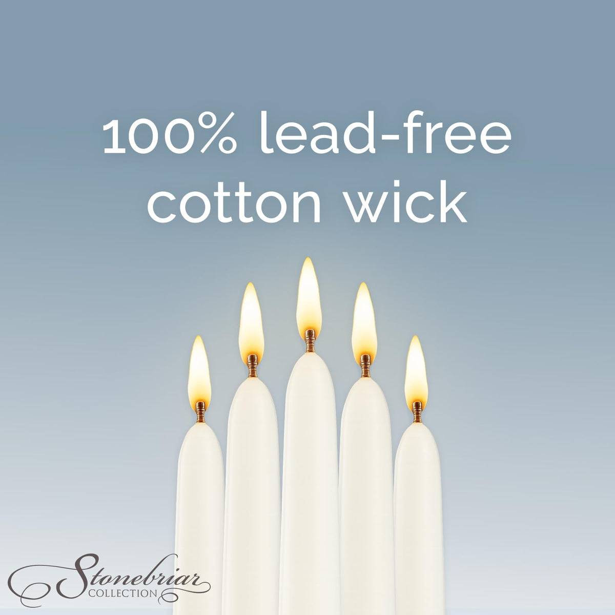 Stonebriar Tall 10" White Unscented 30 Count Taper Candles, 7 Hour Burn Time