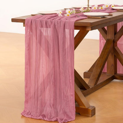 Socomi 6pcs Mauve Summer Cheesecloth Table Runner Boho Rustic Gauze 120 inch 10FT Cheese Cloth Sheer Runner for Wedding Party Baby Shower Birthday Home Decor Holiday Decorations