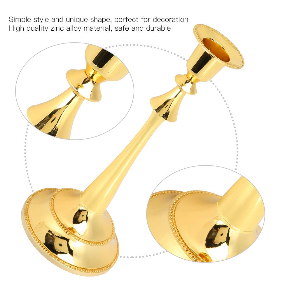 MOUMOUTEN Candelabra,2Pcs 1 Arm Gold Candlestick Holder Length 25cm Decorative Ambience Ornament for Home,Wedding, Restaurant and Other Occasions