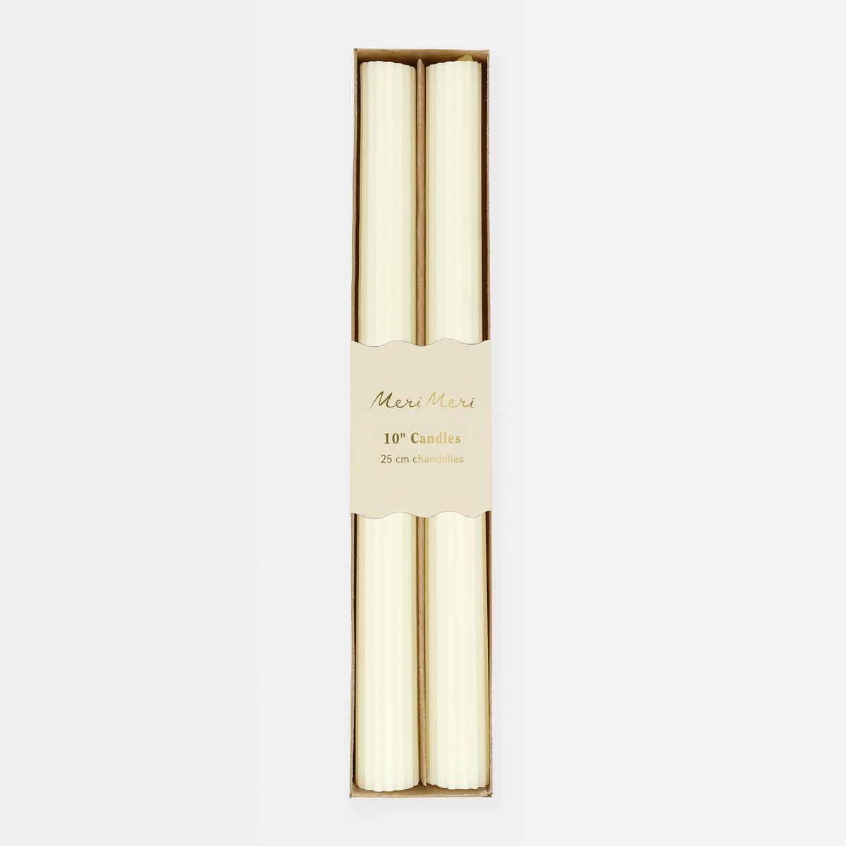 Meri Meri Tall Table Candles (Pack of 2), 10" Tall, Unscented, Long Burn Time Approx 6 hrs., Meri Meri Candles