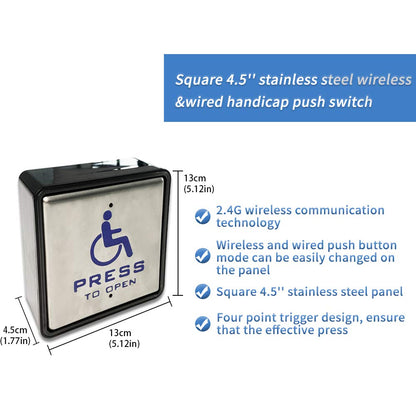 Handicap Door Opener for Disabled People, Low Energy ADA Swing Door Operator with Stainless Steel Handicap Push Buttons