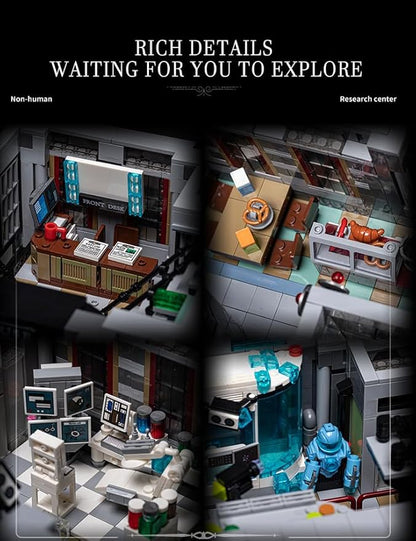 Lunatic Asylum City Modular Building Bricks Set with LEDMOC Street View Architecture 3 Levels Insane Asylum Hospital Modular Buildings Construction Sets Ideas Gifts for Adults(7537 Pcs)
