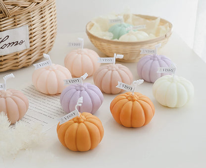 Pumpkin Shaped Scented Candle,150G Fruit Aroma Soy Wax Decorative Candle for Table Photo Prop Birthday Gift,Prefect for Meditation Stress Relief Mood Boosting Bath Yoga (White)