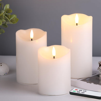 Girimax White Flameless Pillar Candles with Remote, LED Candles Battery Operated, Real Wax Electric Candles Flickering Set of 3