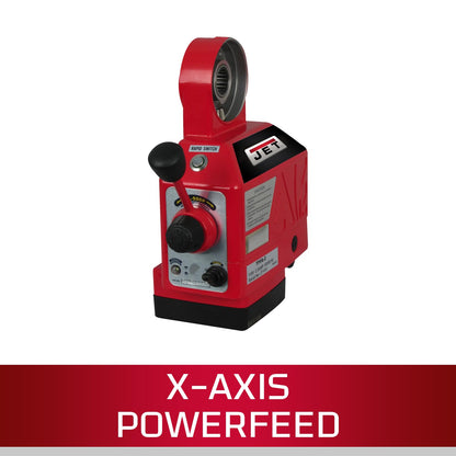 JET Vertical Milling Machine, X-Axis Powerfeed, 2 HP, 115/230V 1Ph (Model JTM-2)