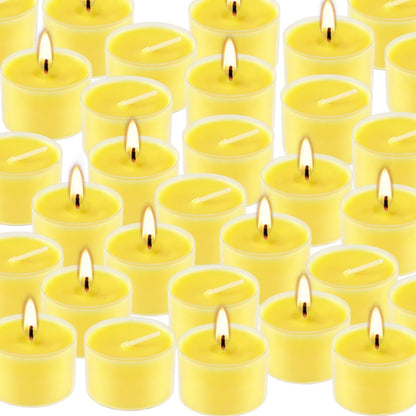 Fclayvts 8-Hour 100 Pack Citronella Tealight Candles, Outdoor and Indoor Summer Scented Candle,Natural Soy Wax Candle for Home Patio Garden Yard Balcony,BBQ Birthday Emergency