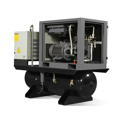 10HP Combined Rotary Screw Air Compressor with Dryer & 66-Gal ASME Tank | 32 CFM, 116 PSI, 230V 3-Phase – Industrial Grade,Model ML1023