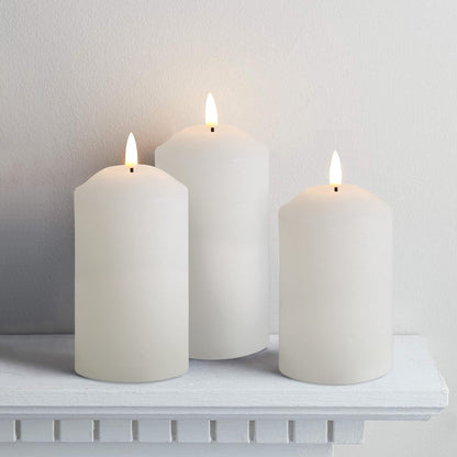 Eywamage White Flameless Pillar Candles with Remote, Flickering LED Candles Battery Powered Real Wax Set of 3