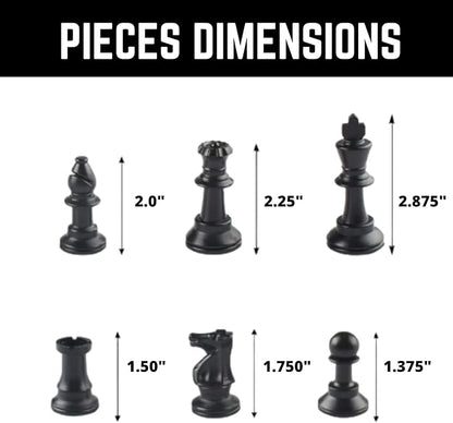 Tournament Chess Set: Portable Plastic Tube Roll Foldable Vinyl Chess Board (Green 16X16IN 2 Players All Ages)