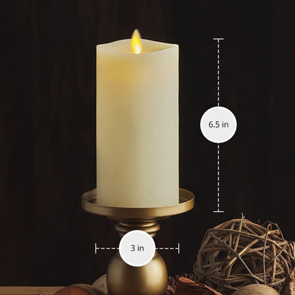 Luminara - Flameless LED Battery Operated Flickering Pillar Candles - Ivory - Pack of 1-3x6.5 - Realistic Moving Flame Real Wax Indoor/Outdoor Decor