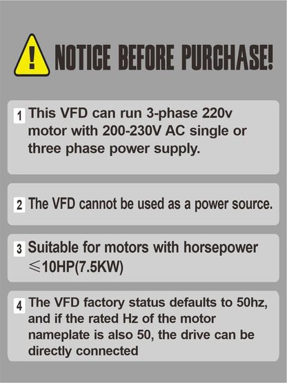 HY HUANYANG Variable Frequency Drive VFD Vector Single to 3 Phase Converter, for Motor Speed Control,220VAC Input/Output (GT Series 11KW-15HP Model)