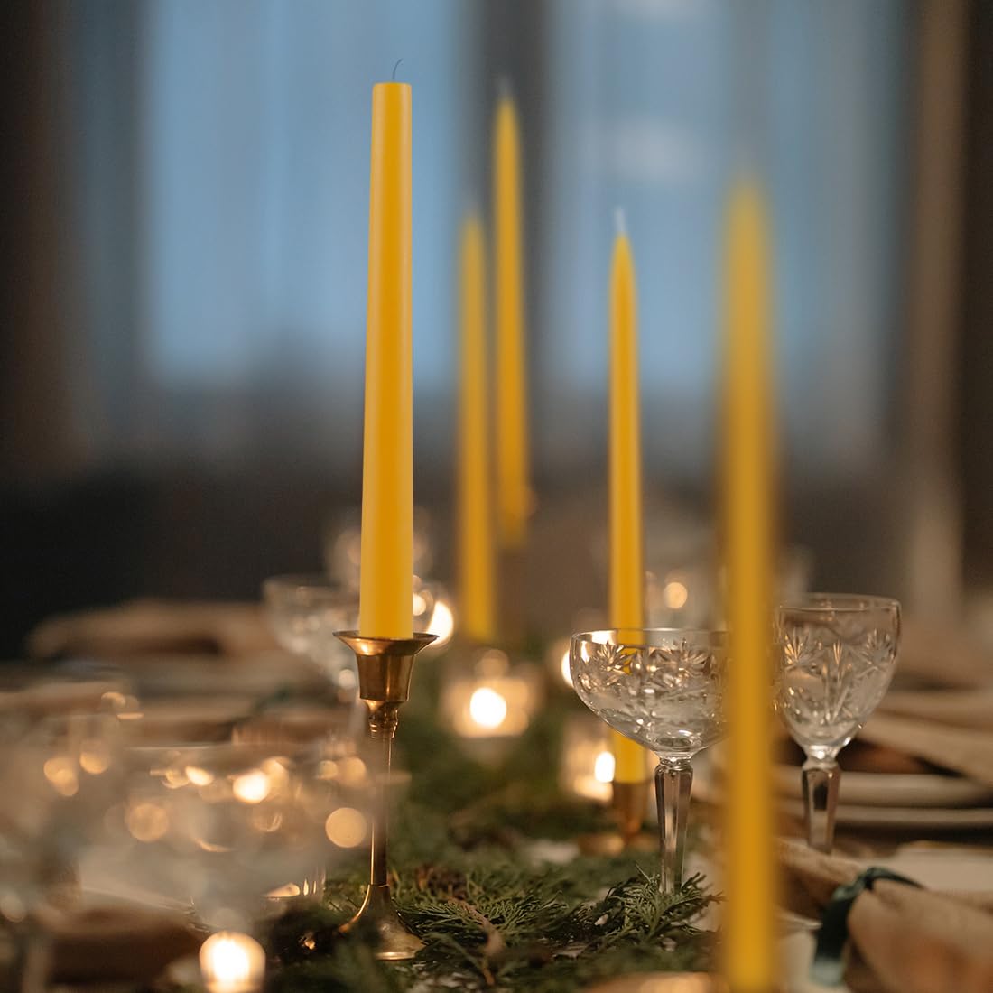 12 inch Organic Beeswax Taper Candles 4 Pack - Dripless Candle, Natural Beeswax Candle, 9+ Hours Long Burning Time -Yellow